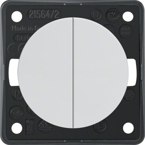 Berker İntegro Komütatör İkili Beyaz Anahtar 56x56 mm