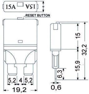 Resetlenebilir ATO/ATC Tip Sigorta 15 Amp