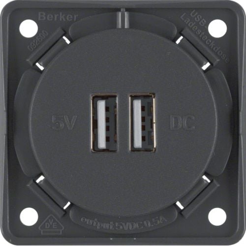 Berker Integro Usb Şarj Soketi Antrasit