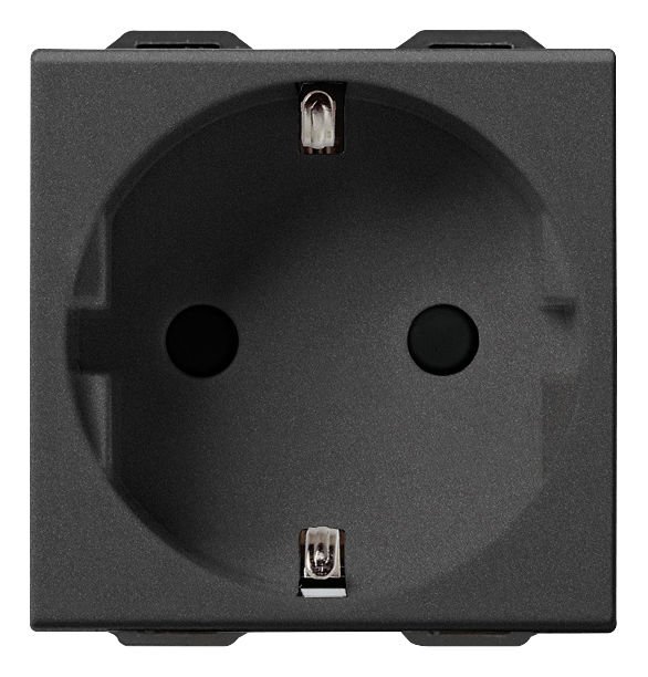 Vimar Neve Up 09208.CM 2P+E 16A Alman Topraklı Priz Karbon Siyah