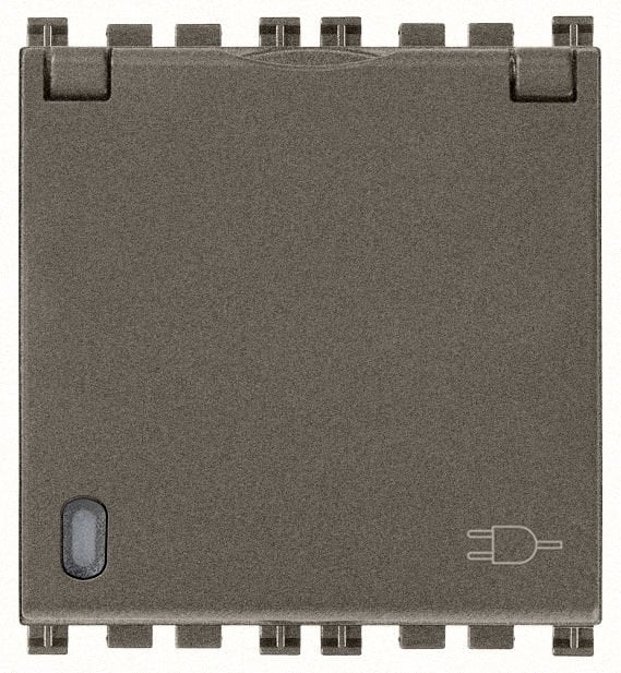 Vimar Arke 19208.C.M 2P+E 16A Alman Sıcury Kapaklı Priz Metal