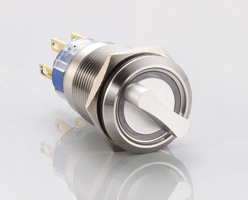 Tron Ledli Metal Mandal Buton Mavi 6-24V DC 1-0-2 J19-572-BD 2NO/NC