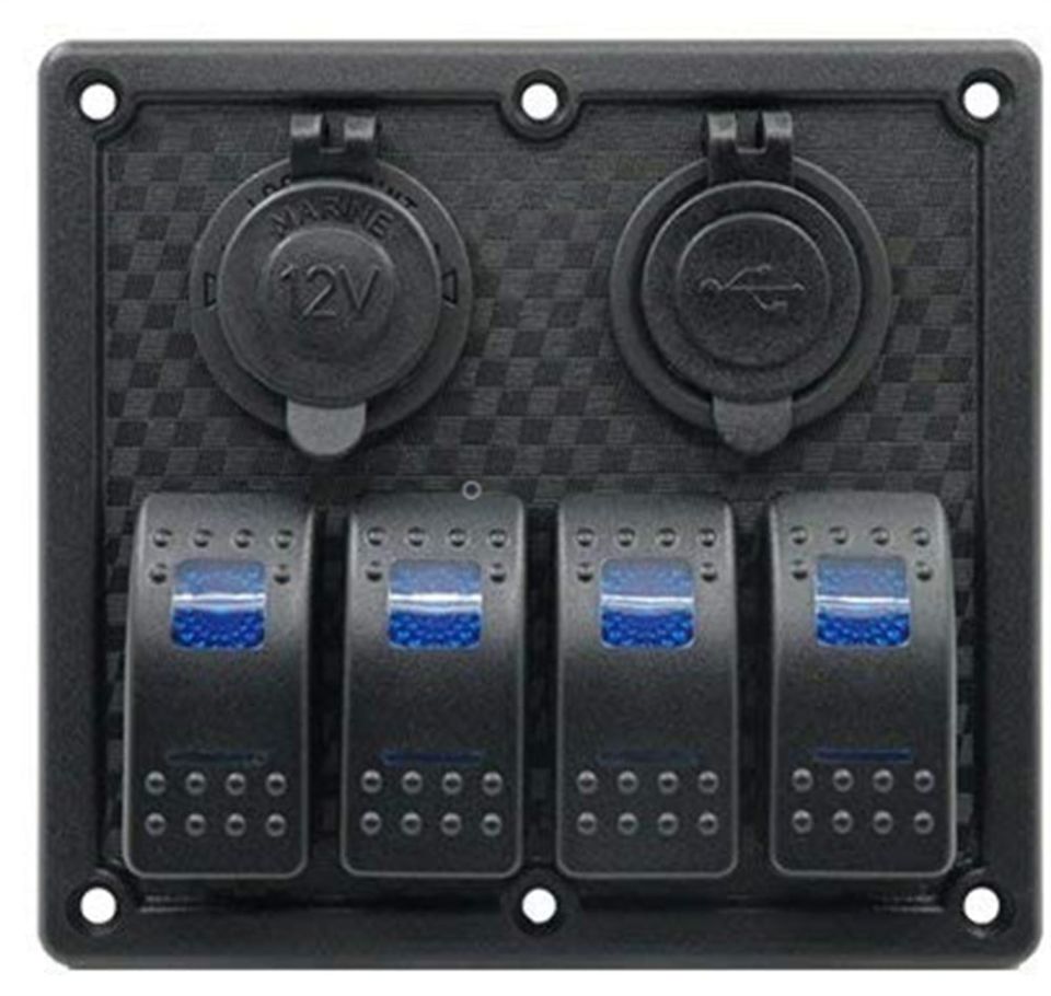 Switch Panel 4 lü Usb Çakmaklık Mavi 129 mm