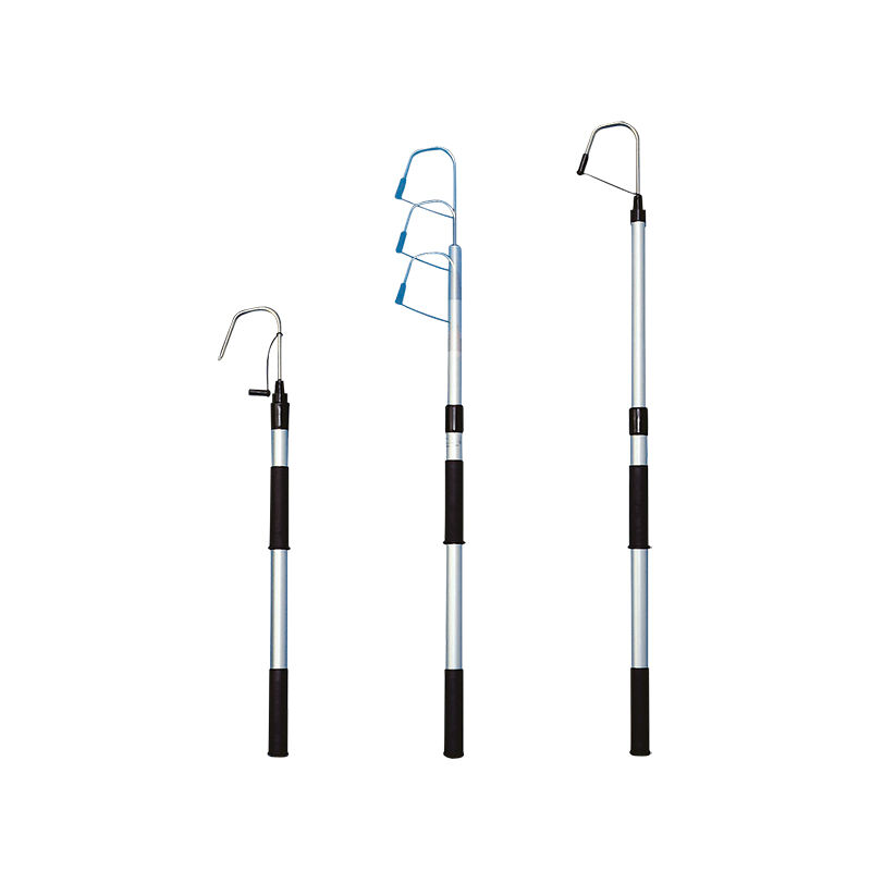 Teleskopik Aluminyum Balık Kancası . Çap Ø30mm, L.800-1205mm & Inox kanca Ø8mm x W.100mm