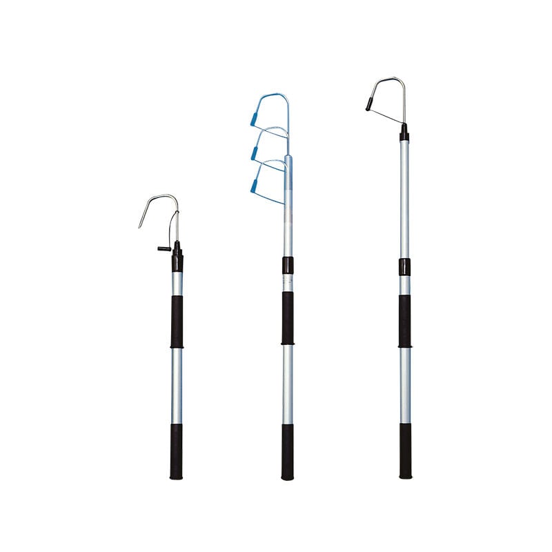 Teleskopik Aluminyum Balık Kancası . Çap Ø30mm, L.800-1205mm & Inox kanca Ø8mm x W.100mm