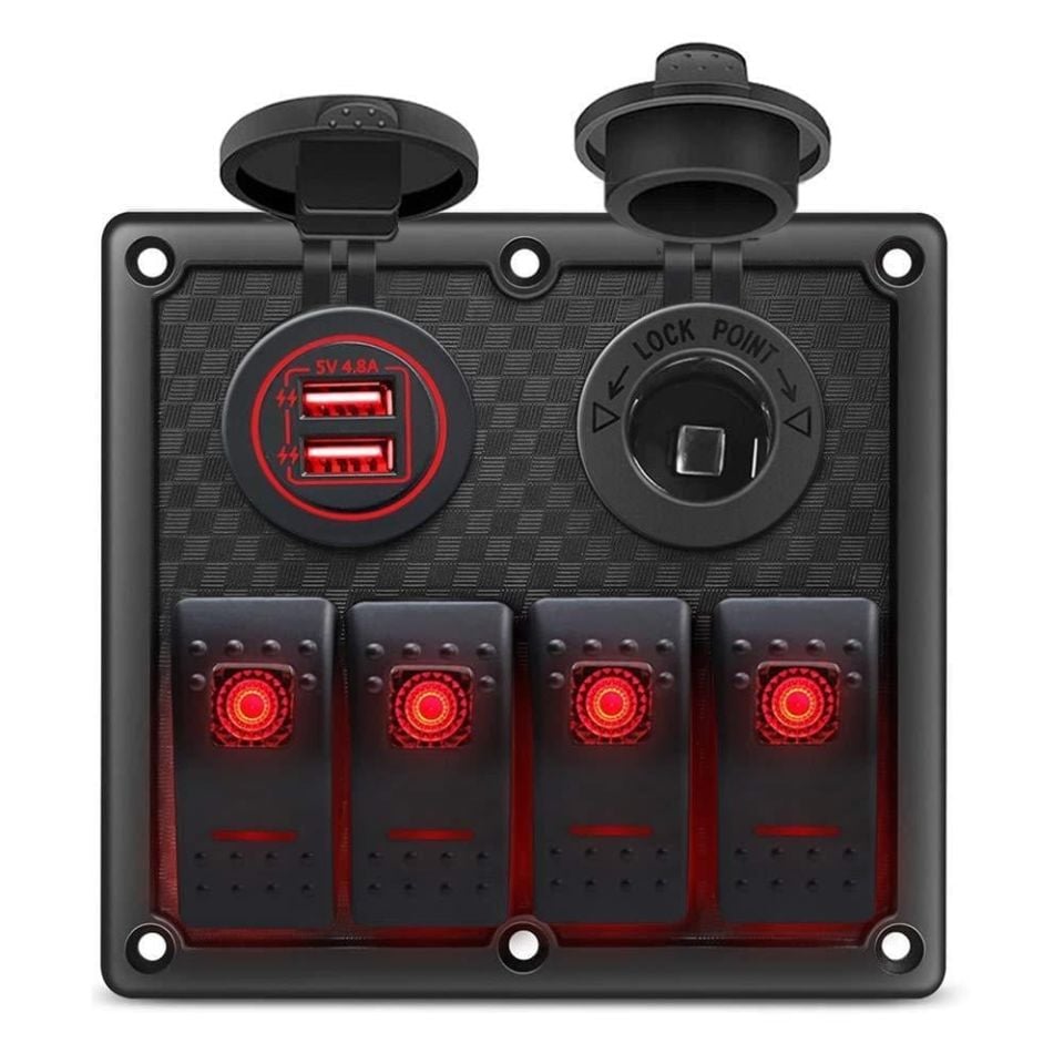 Switch Panel 4 lü Usb Çakmaklık Kırmızı