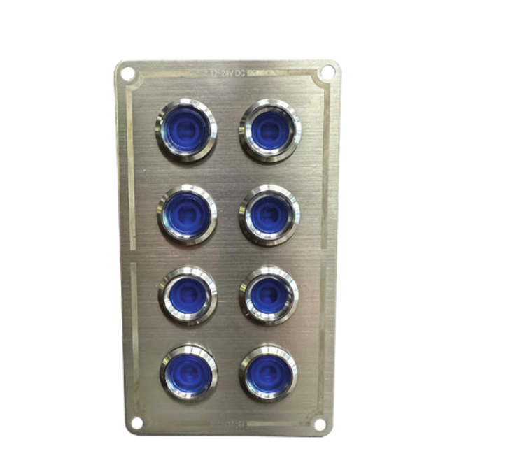 BFY 8'lı Krom Switch Panel Mavi Led Işıklı