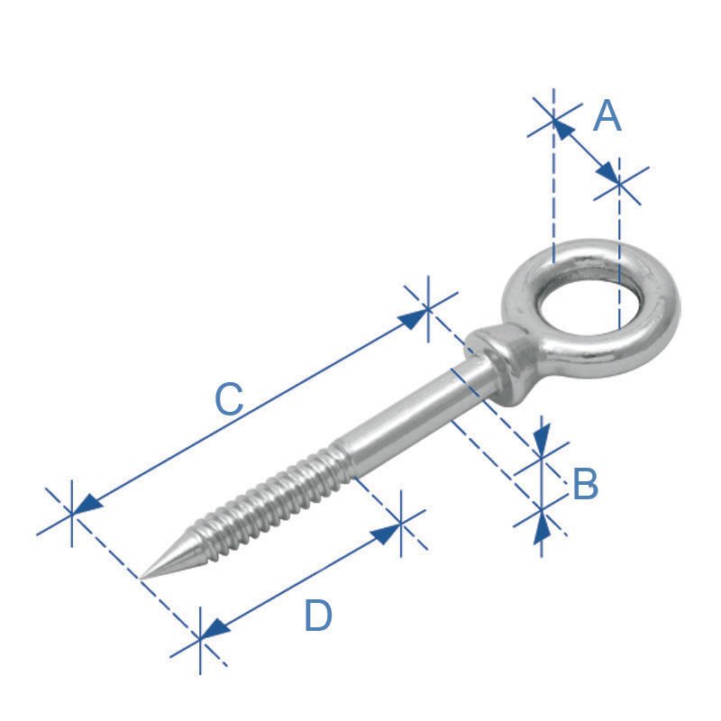 Gözlü Ağaç Vidası, Inox 316, 12x120Mm