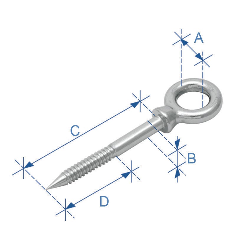 Gözlü Ağaç Vidası, Inox 316, 12x160Mm