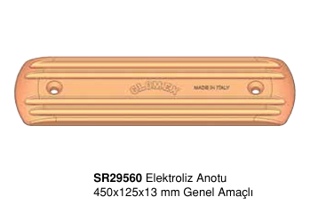 Elektroliz Anotu  450x125x13 mm Genel Amaçlı