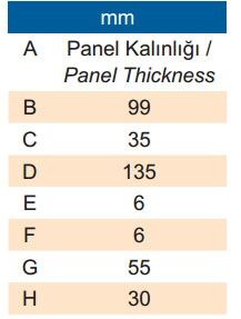 Mobella kanatlı tip kapı kilidi