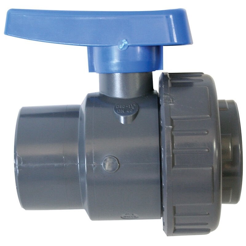 Ball Valve 1 1/4'', Single Union BSPT, Plastic, Grey