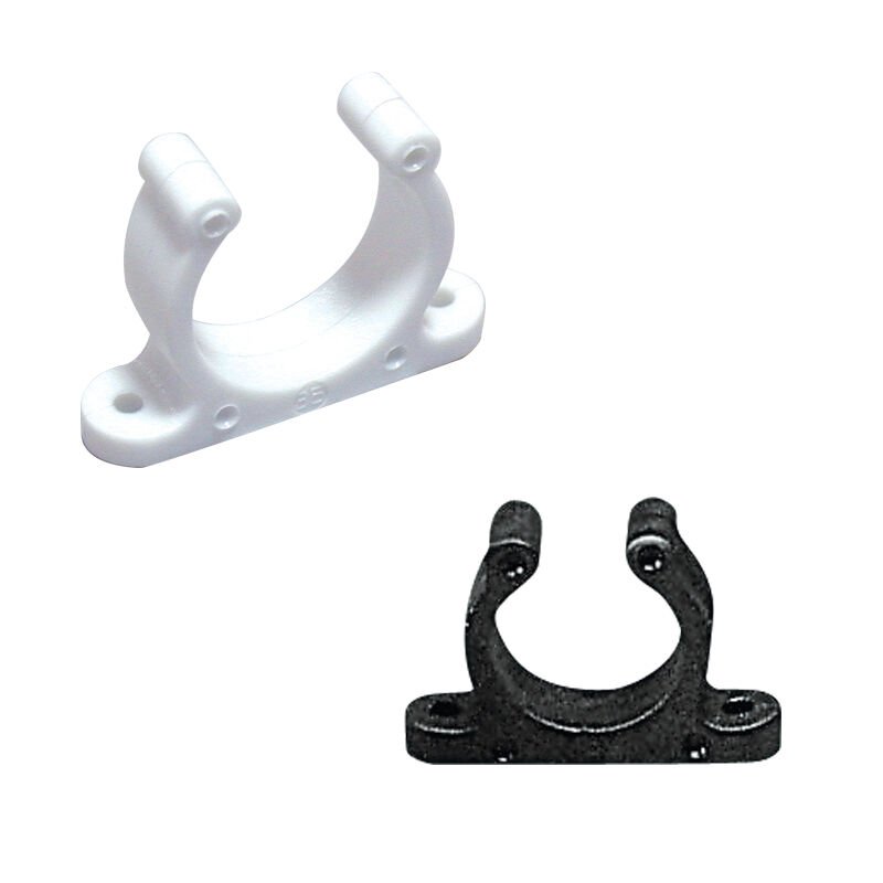 Plastic Support Clip, Screwed, Ø15mm, Black