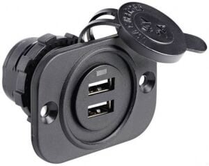 Çiftli USB Soket Siyah 12/24 V