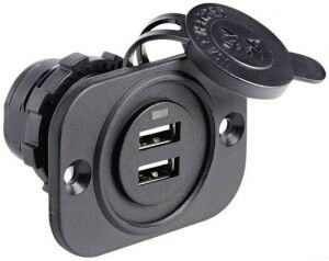 Çiftli USB Soket Siyah 12/24 V
