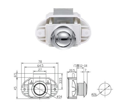 Dolap Kulbu Basmalı Büyük Ø: 26 mm